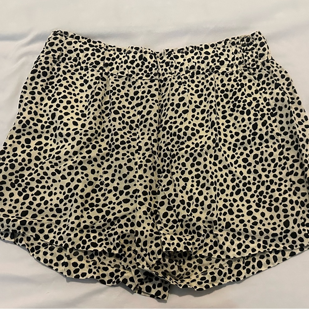 Aerie Black and Cream Polka Dot High Waist Shorts